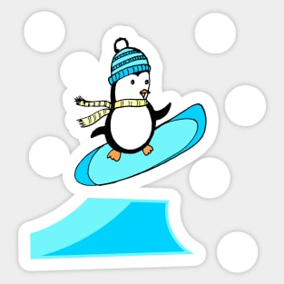 Penguin Freestyle Snowboarder Sticker